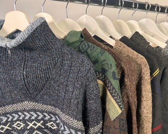 10x mix di maglioni vintage con scollo a V - lotti di abbigliamento retrò - pacchetti all'ingrosso vintage originali curati da rivendere