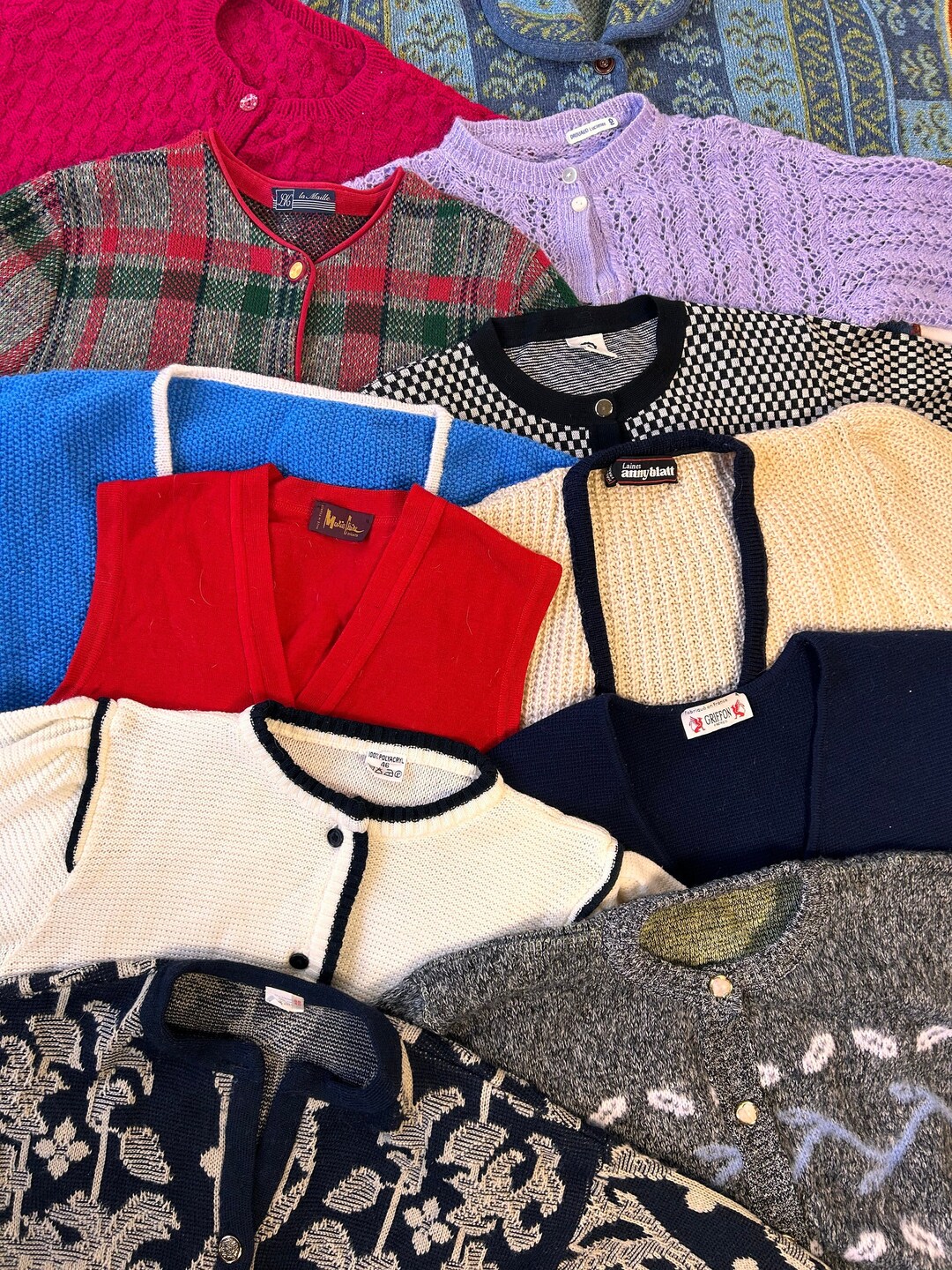 Mystery Vintage Box 10x Lady Cardigans Random Sorting Bulk Lot Retro