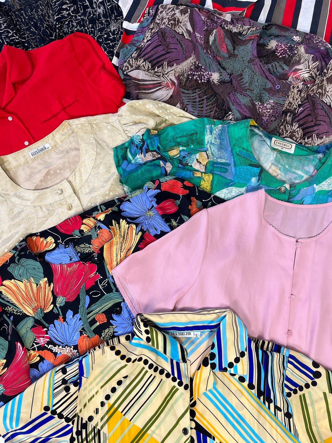 Mystery Vintage Box 10x 90s Blouse Random Sorting Bulk Lot Retro