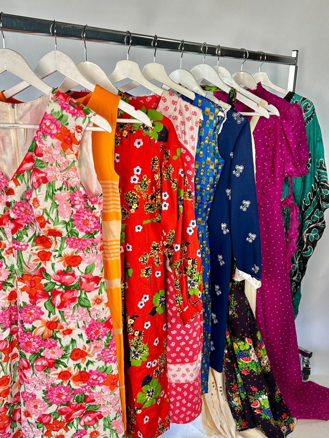 10x Vintage 60's 70's Dress Mix Bulk Lot Retro Clothing Curated
