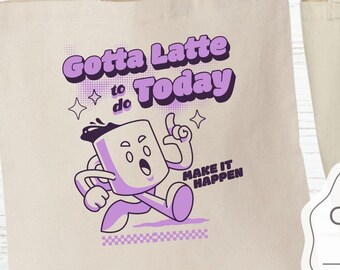 Coffee Lover Canvas Tote, Coffee Lover Gift, Retro Inspired Coffee Cartoon, Funny Coffee Tote, Quirky, Fueled By Coffee Everyday Tote Bag