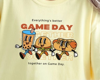Retro Game Day Comfort Colors® TShirt, Football Season Shirt, Game Day, Concession Stand 50s Retro Style Food, Funny Baseball Short sleeve