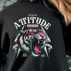 Women&#39;s Tiger Motorcycle Hoodie: Biker Girl Pullover