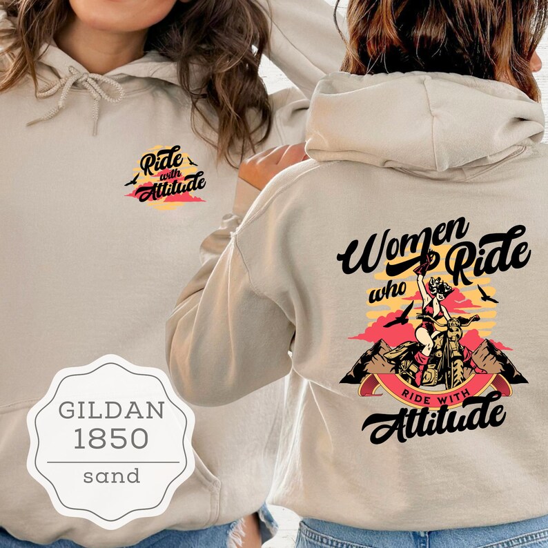 Women's Motorcycle Hoodie, Biker Pullover, Biker Girl, Gift for Lady Bikers, Women Who Ride, Motorcycle Gear for Women, Ride with Attitude afbeelding 1
