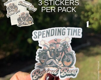 Vintage Moto Vibes Sticker Pack: Hippie Chick Motorcycle Decals (3 pc)