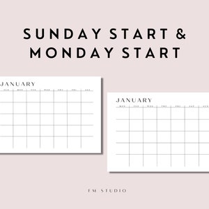 Blank Monthly Calendar PDF Printable, A4/A5/US Letter Sizes, Minimalist ...