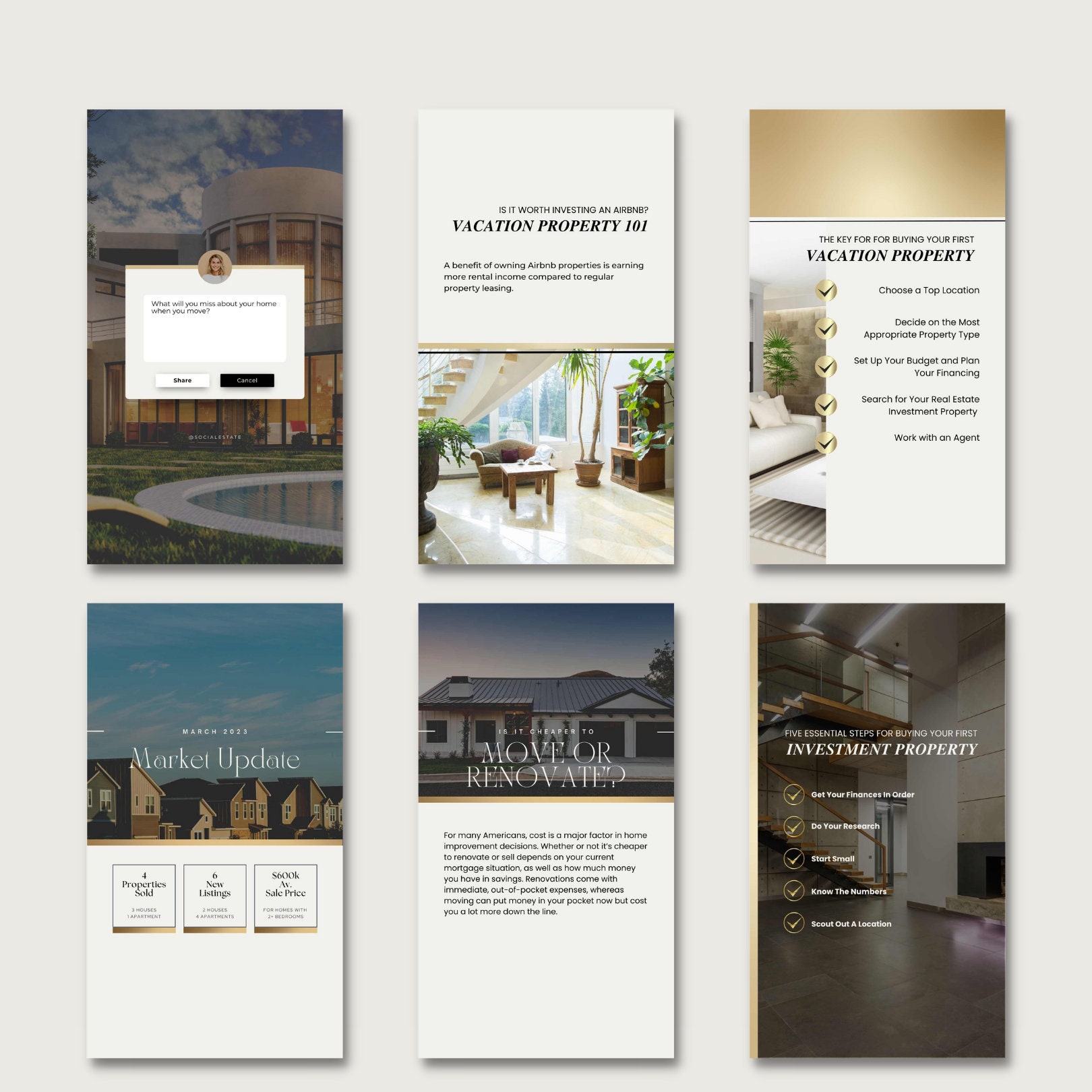 400 Gold Real Estate Templates Instagram, Facebook, Canva Templates for ...