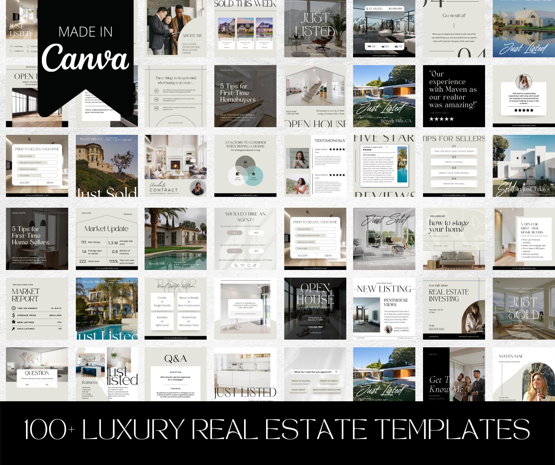 Real Estate Marketing Templates for Instagram & Facebook | 100 Bundle ...