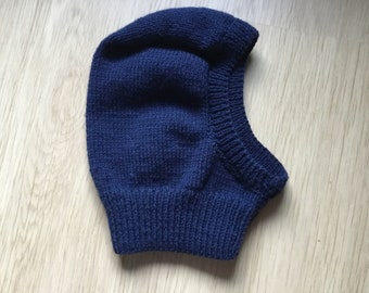 Balaclava knitted in navy blue in 2 years