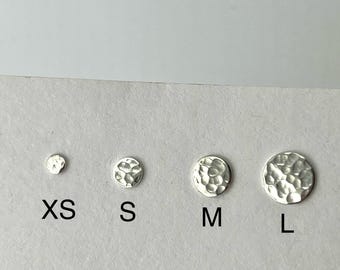 Sterling Silver Hammered Dot Stud Earrings/Textured Disk Circle Post Earrings/925 Simple Plain Minimalist Earrings/Dress Code Approved Studs