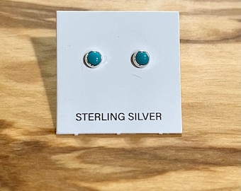 Tiny 3mm Turquoise Studs/Sterling Silver Petite Color Studs | Super Small Studs/ Turquoise Stud Earrings/ Tiny Silver Post Earring/ Blue Dot