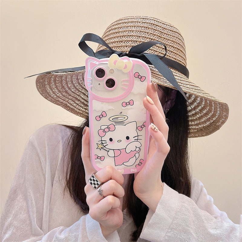 Kawaii Pink Bow Kitty Case Bead Wriatband Iphone Case for - Etsy UK