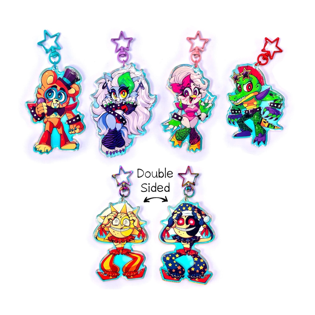 Five Nights At Freddys Security Breach Double Sided Rainbow Holo Acrylic Charms