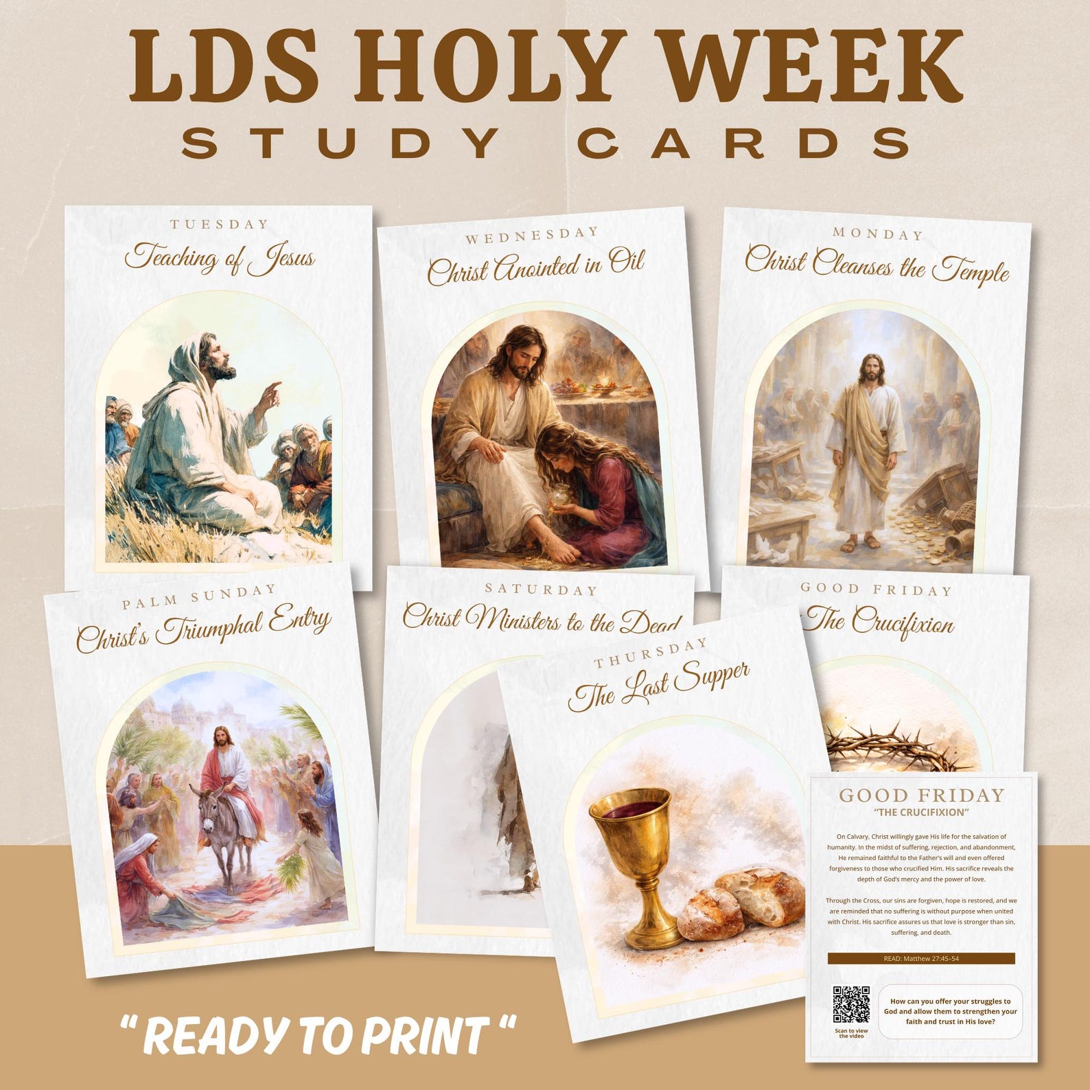 LDS Holy Week Study Cards | Scripture Devotional (instant Download) - Etsy