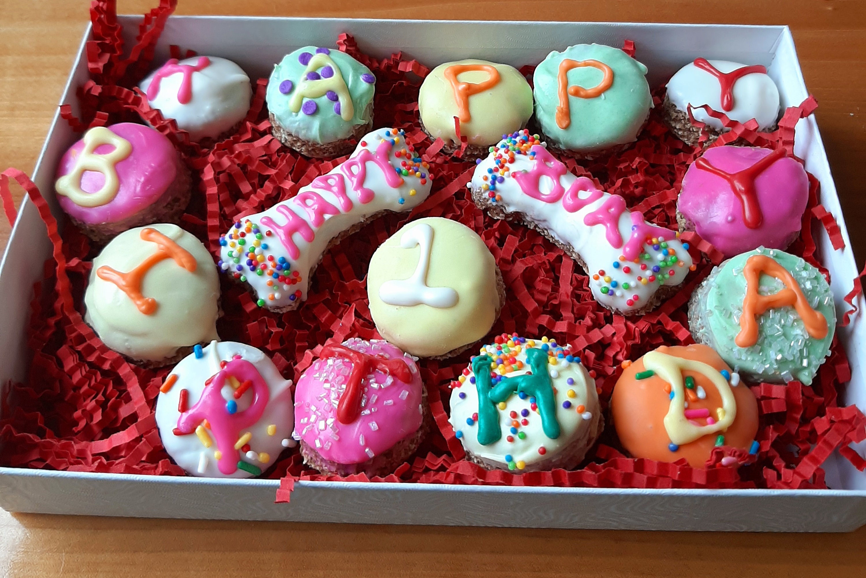 Happy birthday, dog cookies cake, dog treat