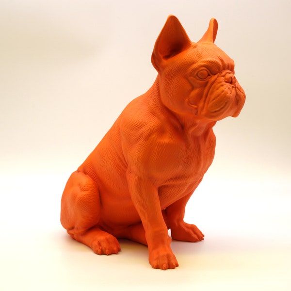 Sitzende französische Bulldoggenstatue, einzigartiges handbemaltes Stück, Bulldogge für Wohndekoration, Hundedekoration aus Harz