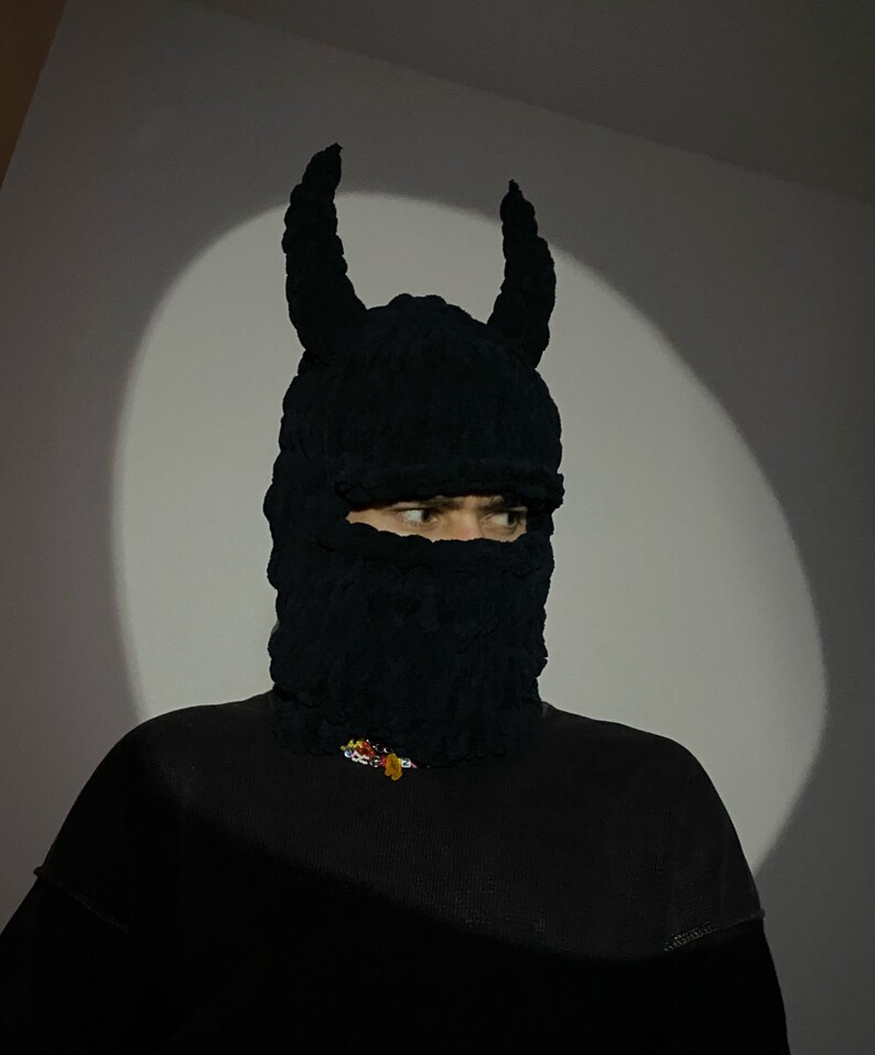Balaclava With Horns for Man Devil Balaclava Demon Ski Etsy