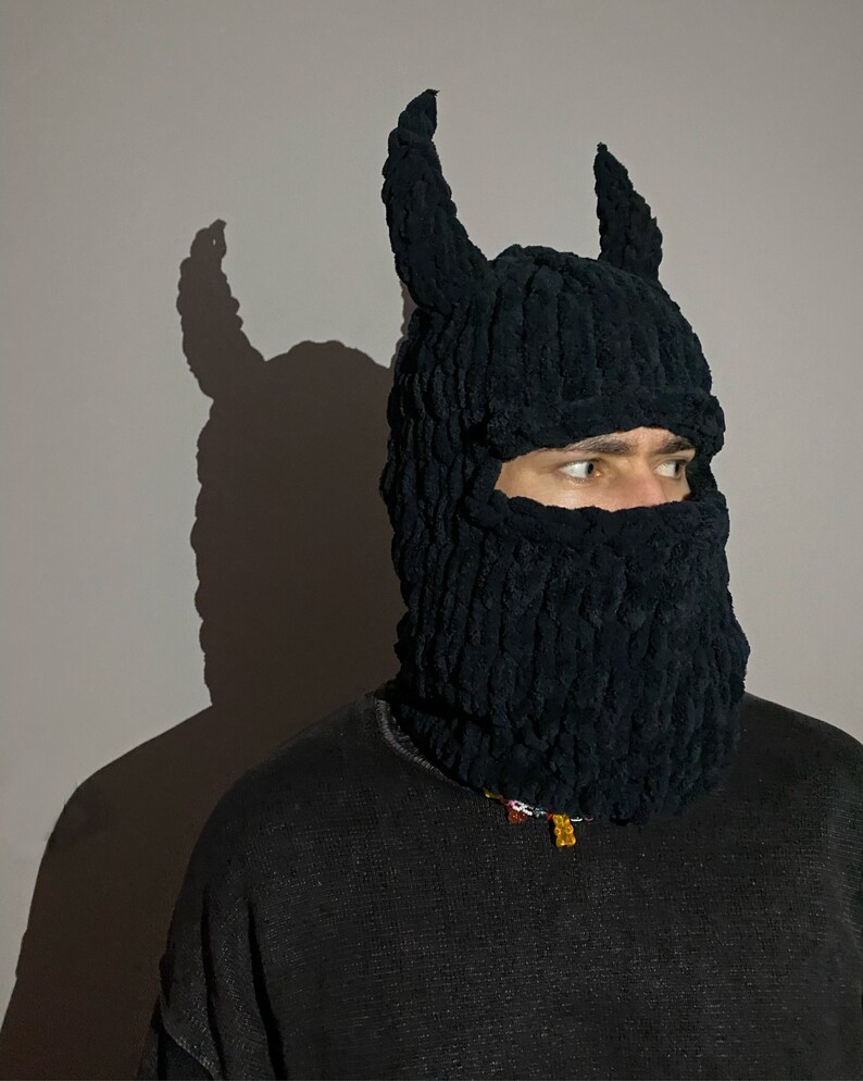 Balaclava With Horns for Man Devil Balaclava Demon Ski Etsy