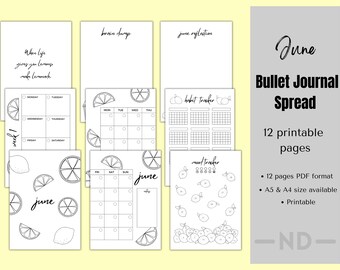 june bullet journal etsy