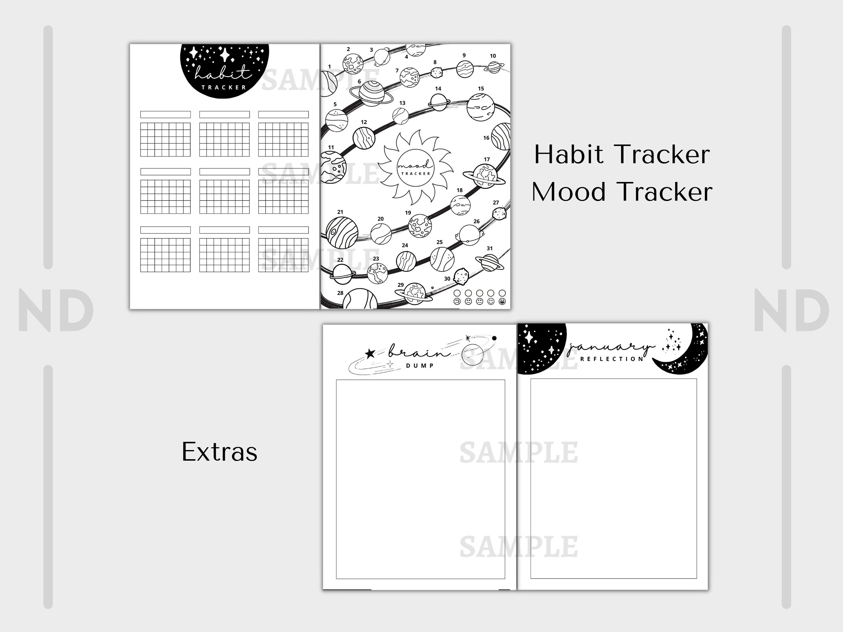 January Printable Bullet Journal Spread - Etsy