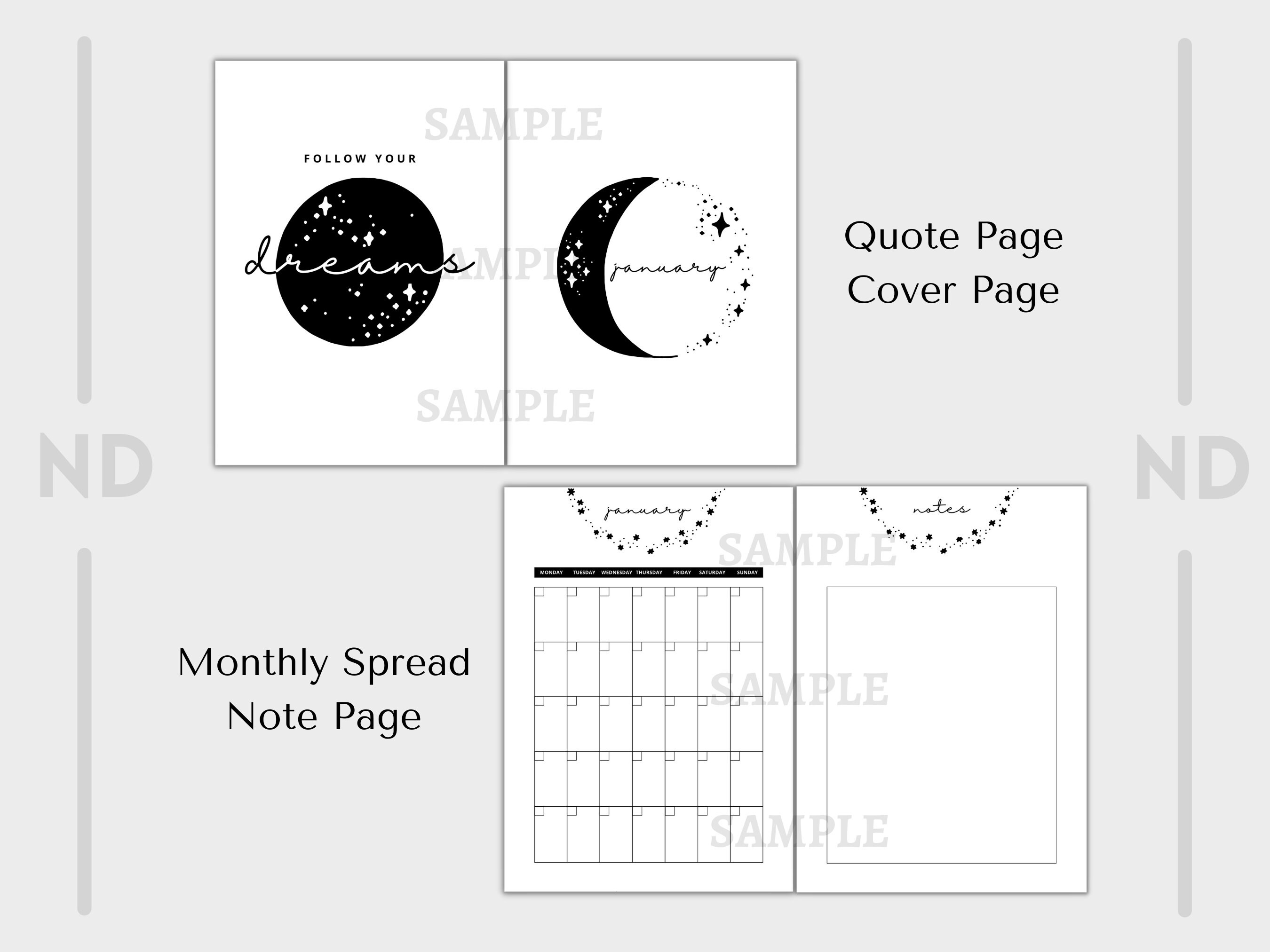 January Printable Bullet Journal Spread - Etsy