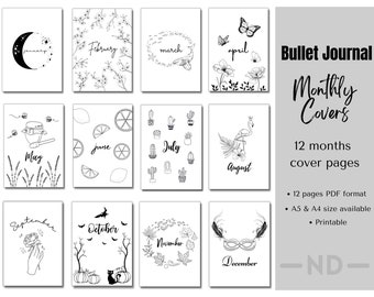 Bullet Journal Monthly Cover Pages