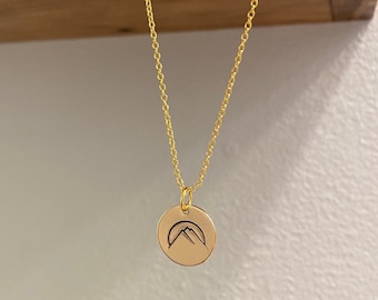 Engraved Necklace for Women - Gold Necklace - Jewelry - Mountain Sunset