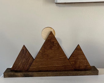 Wood Mountain Shelf Art - Mountain Scene - Wood Mountain Decor - Mountain Nursery