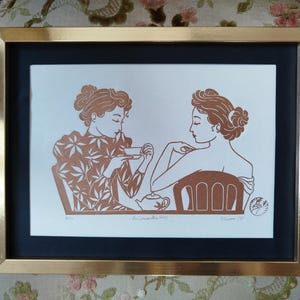 Conversation n 2 & 3 – Hand-printed and engraved linocut – handmade linocut print