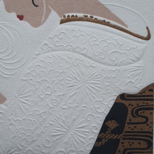 Apparition Linogravure gravée, embossée et imprimée à la main handmade linocut and embossed print image 5