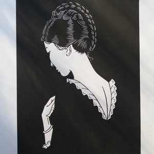 Meditation – Hand-printed and engraved linocut – handmade linocut print