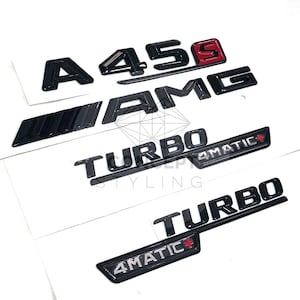 Mercedes A45s Amg & Turbo Matic+ Gloss Black Badge /emblem Boot For A Class Uk