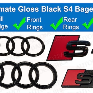 Audi S4 S4 S3 SQ6 S4 S3 SQ5 S7 S5 S6 S7 S8 R8 R8 RS5 SQ7 SQ8 Boot Motorhaube vorne hinten Ringe Abzeichen Emblem schwarz schwarz Set mit 4 Buchstaben
