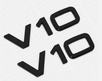 2pcs Audi R8 Emblem Gloss Black Side V10 Logo Badge
