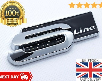 Audi Sline Chrome On Black Boot Rear Tailgate Badge Aluminium Sticker Emblem