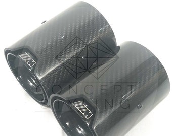 Puntas de escape BMW M en fibra de carbono negro brillante para BMW M135i, M140i, M235i y M240i