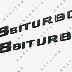 2 X Mercedes V8 Biturbo Gloss Black Badge/emblem Side C63 E63 S63 Ml63 Amg G63
