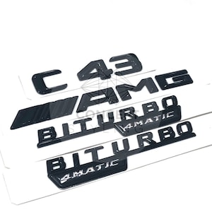 Mercedes C43 Amg & Biturbo 4matic Gloss Black Badge Boot For C Class Badge Set