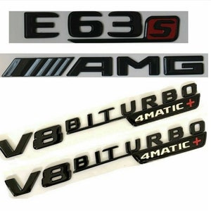 Mercedes E63S Badges Full Set Gloss Black amg biturbo v8biturbo 4matic+ e63s