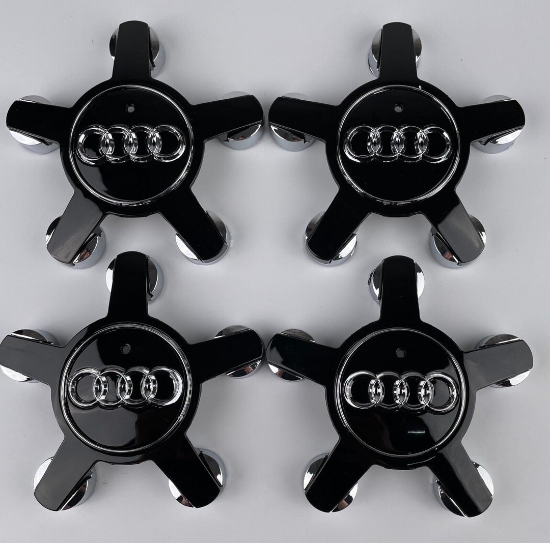 4 X Audi 5 Star Spyder Black Alloy Wheel Centre Hub Caps Emblem