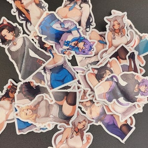 20 Anime Cat Girls Naklejki Pakiet Wodoodporny winyl, tematyczne naklejki z potworami, notatnik, naklejki Hydro Flask, Naklejka Waifu