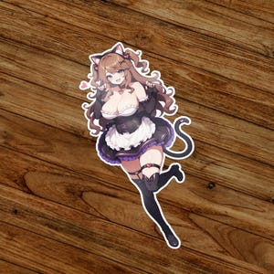 Niedliches Kawaii Anime Katzenmädchen Waifu glänzendes Vinyl-Die-Cut-Aufkleber sammelbares Geschenk