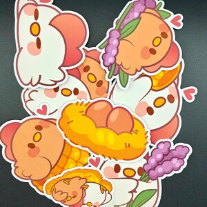 Cute Chicken & Chick Sticker Pack – Kawaii Farm Animal Vinyl Stickers with Nests, Flowers, Hearts – Waterproof for Journal or Laptop