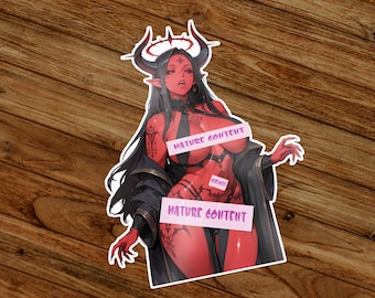 Sexy Red Demoness Succubus Glossy Vinyl Die-Cut Sticker collectable gift