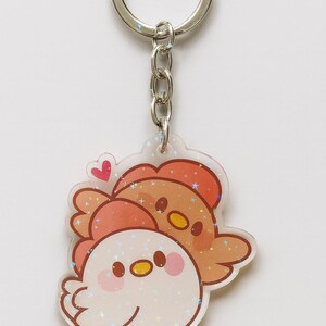 Cute Chicken Couple Acrylic Keychain | Kawaii Farm Animal Keyring | Hen ...