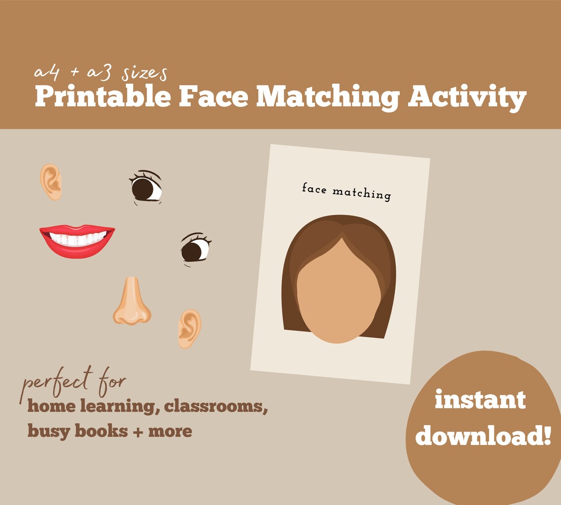 1 Printable Matching Activity, Face Body Matching. Classroom ...