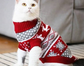 Christmas Cat Sweater Pullover Jacket Prop Outfits Photo Photography Xmas Dog Sweater Cute Funny Xmas