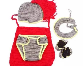 Set Newborn 0-3 months Baby Gladiator Costume Knit Knight Prop Outfits Photo Photography Costume Unisex Knitted