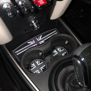 Door Cup Holder Groove Anti Slip Rubber Mat Decor Drink Holder Anti-skid Union Jack Grey for MINI Cooper R56 R60 F56 F55 F54 F60 2007-2023
