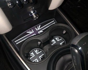 Door Cup Holder Groove Anti Slip Rubber Mat Decor Drink Holder Anti-skid Union Jack Grey for MINI Cooper R56 R60 F56 F55 F54 F60 2007-2023